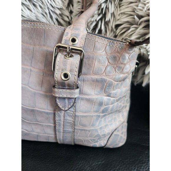 Dooney & Bourke Blue/Lavender Embossed Large Crocodile Handbag - Picture 3 of 13